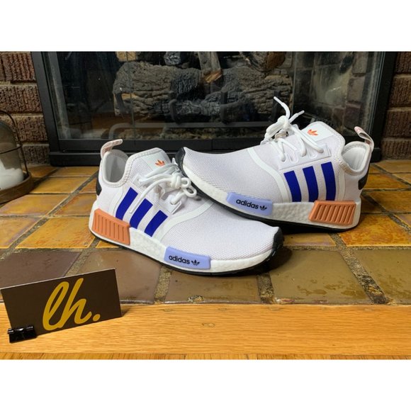 Youth 6.5 Adidas NMD R1 J “White Blue Pink” Athletic Running Sneakers ID9789 - Picture 7 of 7